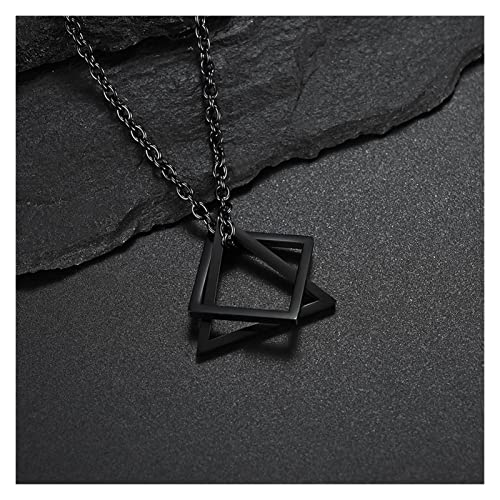 NNMB Collar de Hombres Geometría Entrelazado triángulo Cuadrado Colgante Masculino for Hombres de Acero Inoxidable Moderno Moderno geométrico apilado Streetwear Collar Duradero y Elegante