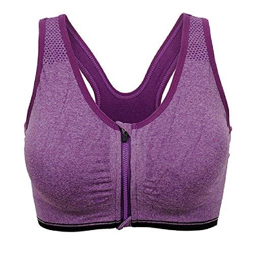 NObrand Sujetador Deportivo con Cremallera Push Up para Mujer, Tops Deportivos Transpirables a Prueba de Golpes Acolchados sin Cables, Sujetador Deportivo para Gimnasio y Yoga