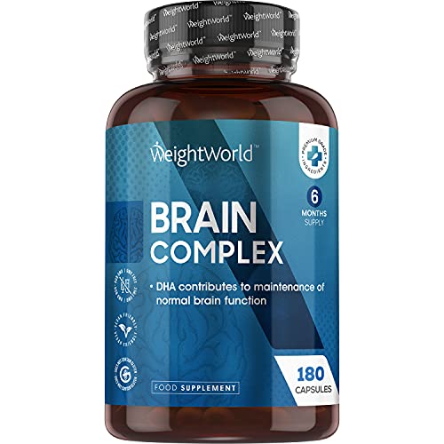 Nootrópico Natural Brain Complex 180 Cápsulas | Suplemento Para el Cerebro Concentración y Memoria, Complejo Multivitaminas y Minerales Con Ginkgo Biloba, Teanina, Taurina, Reduce Cansancio y Fatiga