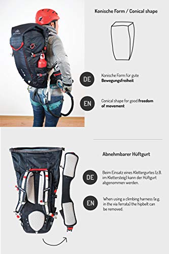 NORDKAMM Mochila de Senderismo Unisex de 30 l, ergonómica, para esquí, Escalada, Azul