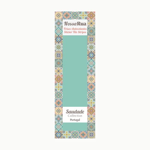 NossaRua Franja de Vinilo Decorativo Autoadhesivo removible para Pared de fácil aplicación para baño, Cocina y decoración colección Saudade. Set de 15 Unidades. 3 Metros lineales