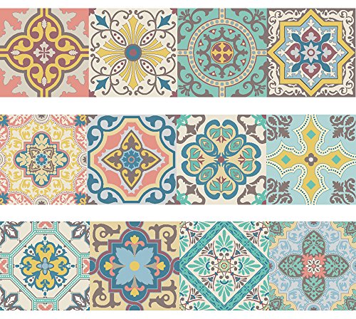 NossaRua Franja de Vinilo Decorativo Autoadhesivo removible para Pared de fácil aplicación para baño, Cocina y decoración colección Saudade. Set de 15 Unidades. 3 Metros lineales