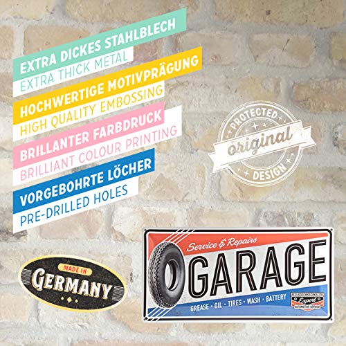 Nostalgic-Art Garage Placa Decorativa, Metal, Multicolor, 25 x 50 cm