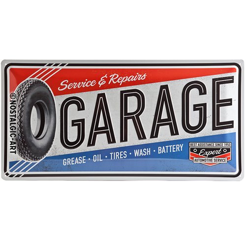 Nostalgic-Art Garage Placa Decorativa, Metal, Multicolor, 25 x 50 cm