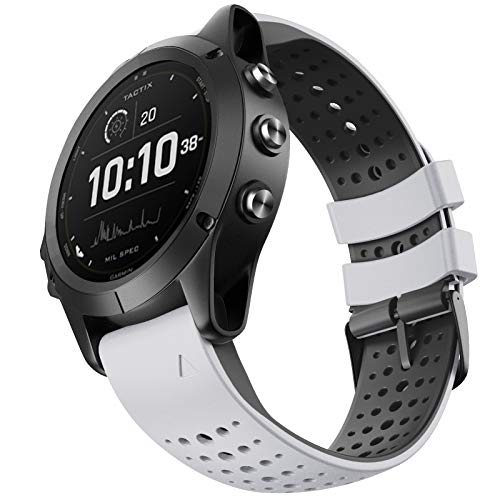 NotoCity Correa Compatible con Garmin Fenix 5/Fenix 6 Pro/Fenix 5 Plus/Fenix 6/Forerunner 945/Forerunner 935/Approach S60/Quatix 5 Correa de Silicona de 22 mm(Blanco-Negro)