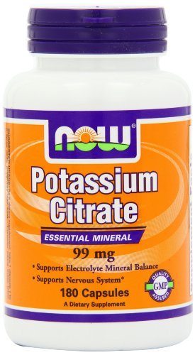 Now 99mg Citrato de Potasio Suplemento Mineral Esencial 180 Cápsulas 180 g