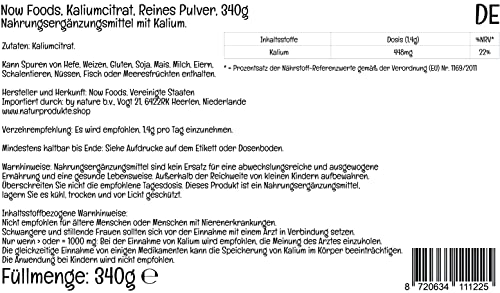 Now Foods, Potassium Citrate ( Citrato de Potasio), 340 g polvo vegano, Probado en Laboratorio, Minerales, Potasio, Sin Gluten, Sin Soja, Vegetariano