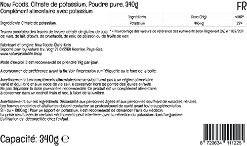 Now Foods, Potassium Citrate ( Citrato de Potasio), 340 g polvo vegano, Probado en Laboratorio, Minerales, Potasio, Sin Gluten, Sin Soja, Vegetariano