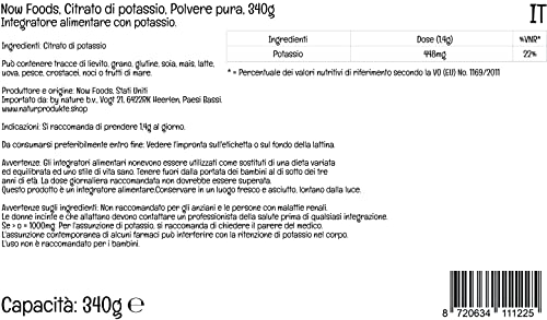 Now Foods, Potassium Citrate ( Citrato de Potasio), 340 g polvo vegano, Probado en Laboratorio, Minerales, Potasio, Sin Gluten, Sin Soja, Vegetariano