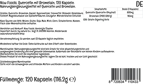 Now Foods, Quercetina con Bromelina, 120 Cápsulas veganas, Probadas en Laboratorio, Bioflavonoides, Sin Gluten, Sin Soja, Vegetariano