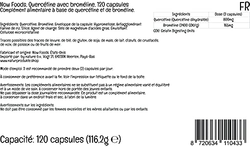 Now Foods, Quercetina con Bromelina, 120 Cápsulas veganas, Probadas en Laboratorio, Bioflavonoides, Sin Gluten, Sin Soja, Vegetariano