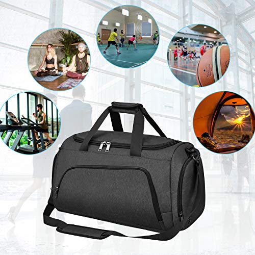 NUBILY Bolsa de Deporte Bolsa Gimnasio de Viaje con Compartimento para Zapatos Impermeable Bolsos Deportivos Mujer de Grande 40L para Hombre y Mujer Negro