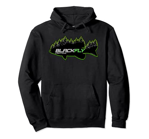 Nuevo Negro Fly Logo Al Aire Libre Bass Fishing & Forest Trees Shirt Sudadera con Capucha