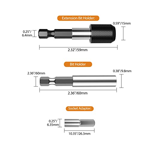 Nuovoware Kit de Extratores de Tornillos, Juegos de 33 Piezas de Extratores, Extratores de Aleación de Acero para Quitar Tornillos Rotos Despojados, con 2 Soportes y Adaptador de Enchufe – Negro