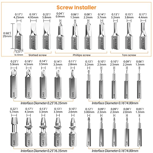 Nuovoware Kit de Extratores de Tornillos, Juegos de 33 Piezas de Extratores, Extratores de Aleación de Acero para Quitar Tornillos Rotos Despojados, con 2 Soportes y Adaptador de Enchufe – Negro