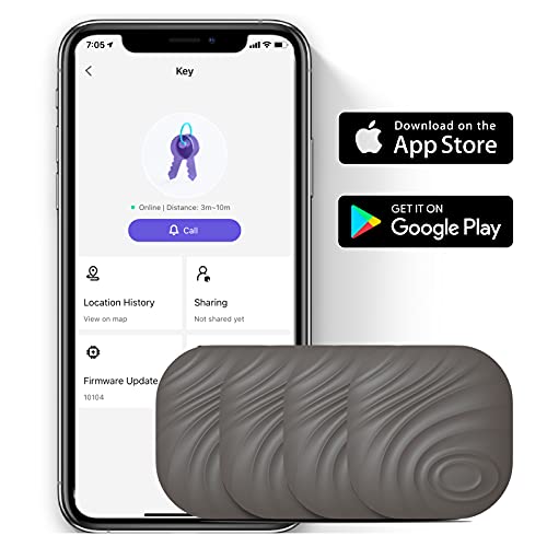 Nutale 4PCS Buscador de Llaves Bluetooth - Localizador de Llaves Buscador Alarma Anti-pérdida Llavero Inteligente - Batería Reemplazable