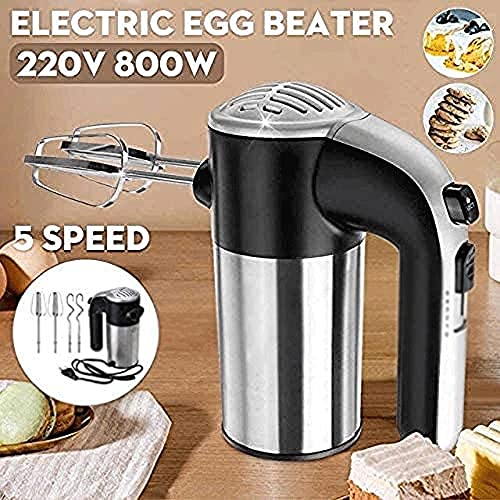 N&W 800W Household Electric Mixer Electric 5 Speed Handheld Mixer Stainless Steel Egg Whisk with Beaters Dough Hooks and Egg Separator for Cake Baking Cooking