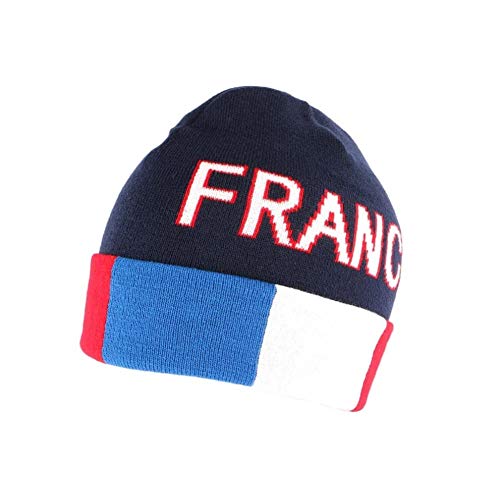 Nyls Création - Gorro de lana, diseño de Francia, color azul, blanco y rojo azul Talla única