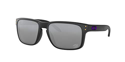 Oakley NFL Holbrook - Gafas de sol cuadradas para hombre - OO9102, 55mm, Matte Black/Prizm Black