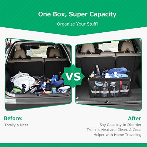 Oasser Organizador Maletero Coche Caja Maletero Coche Bolsa Maletero Coche Organizador Coche con Tapa Gran capacidad Impermeable Plegable Negro E3