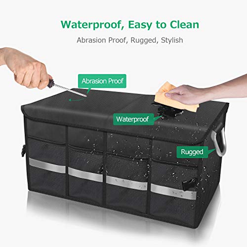 Oasser Organizador Maletero Coche Caja Maletero Coche Bolsa Maletero Coche Organizador Coche con Tapa Gran capacidad Impermeable Plegable Negro E3