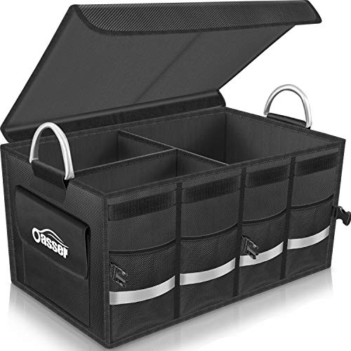 Oasser Organizador Maletero Coche Caja Maletero Coche Bolsa Maletero Coche Organizador Coche con Tapa Gran capacidad Impermeable Plegable Negro E3