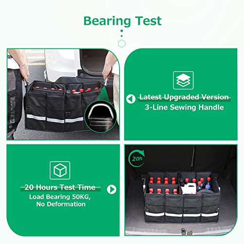 Oasser Organizador Maletero Coche Caja Maletero Coche Bolsa Maletero Coche Organizador Coche con Tapa Gran capacidad Impermeable Plegable Negro E3