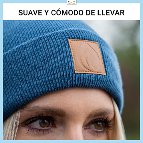 Occulto Gorro Invierno para Hombre y Mujer, Gorros Invierno con Parche de Cuero Talla única Rose-Blacklabel