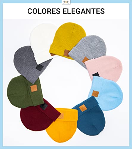 Occulto Gorro Invierno para Hombre y Mujer, Gorros Invierno con Parche de Cuero Talla única Rose-Blacklabel