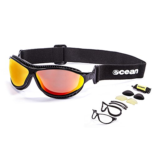 Ocean Sunglasses Tierra de Fuego - Gafas de Sol polarizadas - Montura : Negro Brillante - Lentes : Amarillo Espejo (12201.1)