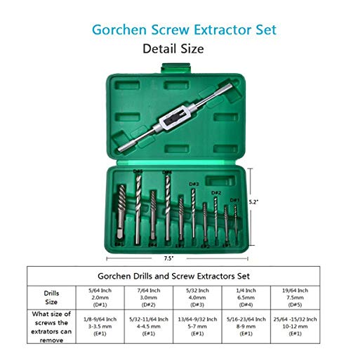 OCGIG Extractor de Tornillos Kit 11Pcs Removedor con Portamachos y Caja