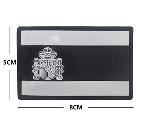 Ohrong Parche Moral de PVC de la bandera nacional de España del ejército de combate Paintball insignia de goma del brazalete de emblema con parte trasera de gancho para abrigos, chaquetas y gorras