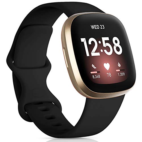 Oielai Correa Compatible con Fitbit Versa 3/Fitbit Sense, Silicone Sport Classic Correas Blandas de Recambio Compatibles con Fitbit Versa 3/Fitbit Sense para Mujeres Hombres, Pequeño Negro