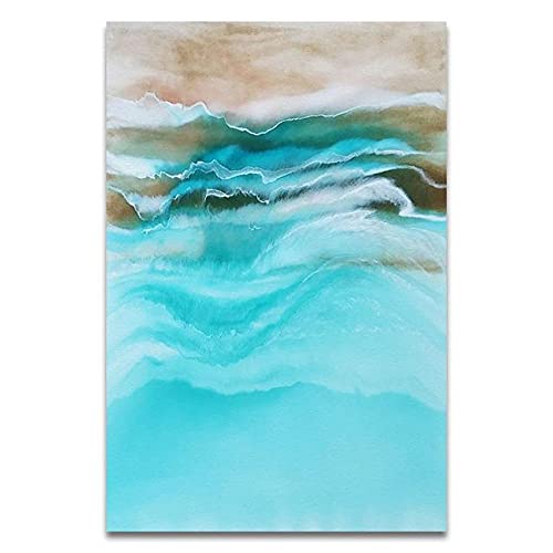 Olas de agua de mar verde y paisaje de playa cuadro sobre lienzo para pared impresiones de pintura para decoración del hogar póster modular sin marco-40X50cmx3