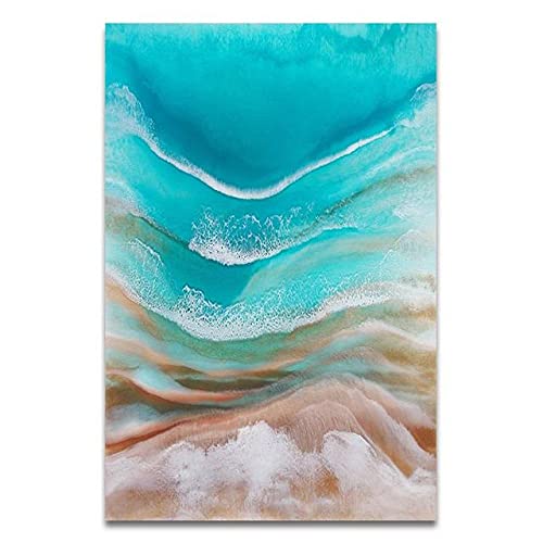 Olas de agua de mar verde y paisaje de playa cuadro sobre lienzo para pared impresiones de pintura para decoración del hogar póster modular sin marco-40X50cmx3