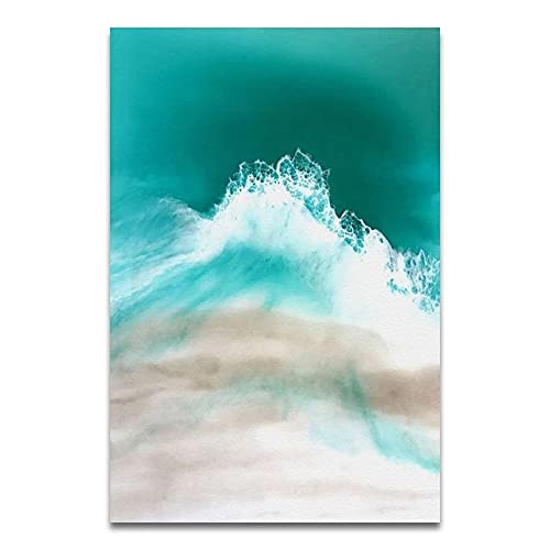 Olas de agua de mar verde y paisaje de playa cuadro sobre lienzo para pared impresiones de pintura para decoración del hogar póster modular sin marco-40X50cmx3