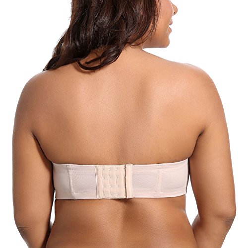 Olivachel Sujetador sin tirantes para mujer 32-46 B/C/D/DD/E 1/2 Copa Plus tamaño Balconette Multiway Bra H059 …, albaricoque,