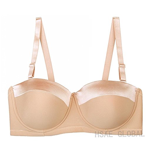 Olivachel Sujetador sin tirantes para mujer 32-46 B/C/D/DD/E 1/2 Copa Plus tamaño Balconette Multiway Bra H059 …, albaricoque,