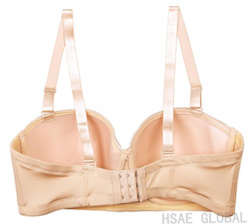 Olivachel Sujetador sin tirantes para mujer 32-46 B/C/D/DD/E 1/2 Copa Plus tamaño Balconette Multiway Bra H059 …, albaricoque,