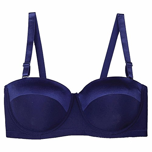 Olivachel Sujetador sin tirantes para mujer 32-46 B/C/D/DD/E 1/2 Copa Plus tamaño Balconette Multiway Bra H059 …, azul oscuro, 115E