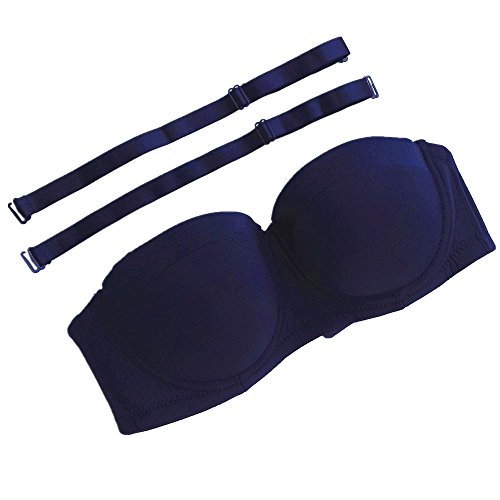 Olivachel Sujetador sin tirantes para mujer 32-46 B/C/D/DD/E 1/2 Copa Plus tamaño Balconette Multiway Bra H059 …, azul oscuro, 115E