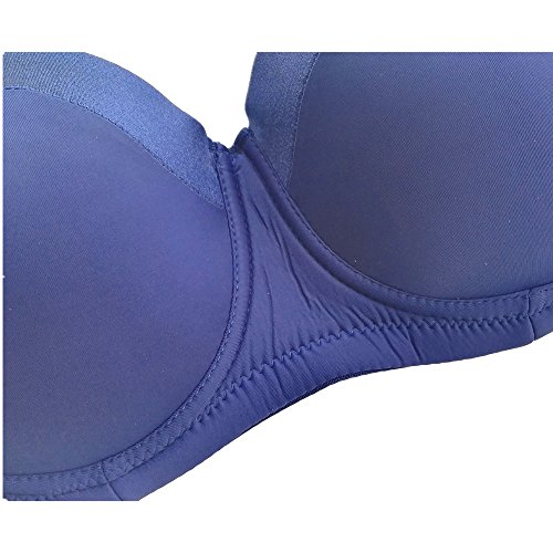 Olivachel Sujetador sin tirantes para mujer 32-46 B/C/D/DD/E 1/2 Copa Plus tamaño Balconette Multiway Bra H059 …, azul oscuro, 115E