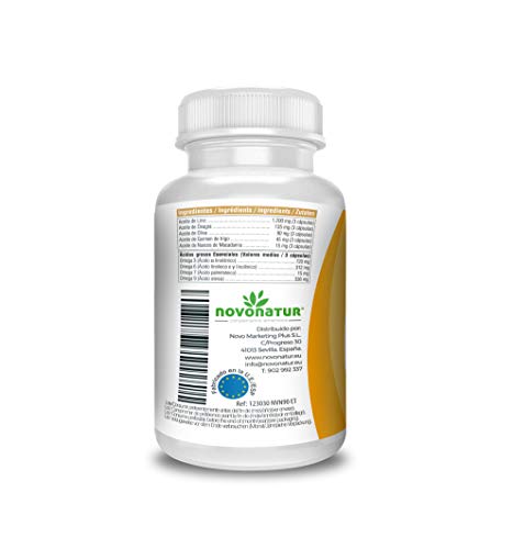 Omega 3 6 7 9, 90 perlas enriquecidas con aceite de lino, onagra, oliva, germen de trigo y nueces de Macadamia, beneficioso para el corazón, vista y cerebro, novonatur