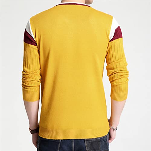 OMIDM Suéter de los Hombres Botón de Hombre de otoño V-Collar Slim Suéteres Hombres Elástico Punto Suéteres Punto de Punto Tejido Jerseys de Hombre (Color : C3, Size : XL)