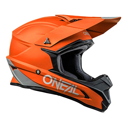 O'NEAL | Casco de Motocross | Motocicleta Enduro | Carcasa ABS, Norma de Seguridad ECE 22.05, Ventilaciones para una óptima ventilación y refrigeración | Casco 1SRS Solid | Adulto | Naranja | Talla L