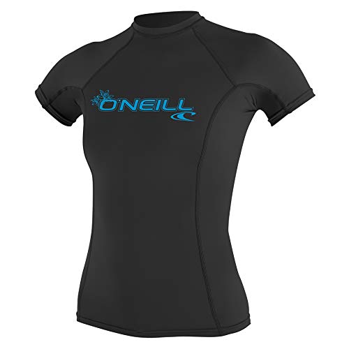 ONEILL WETSUITS O'Neill - Camiseta de Neopreno para Mujer con protección UV, Manga Corta, Cuello Redondo Negro Negro Talla:Large