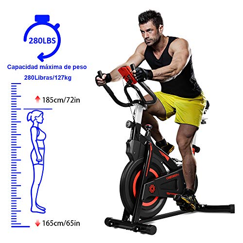 ONETWOFIT Bicicleta estática de Interior con Monitor, Asiento Ajustable y manillares Bicicleta para Ciclismo para el hogar Entrenamiento Cardio OT212