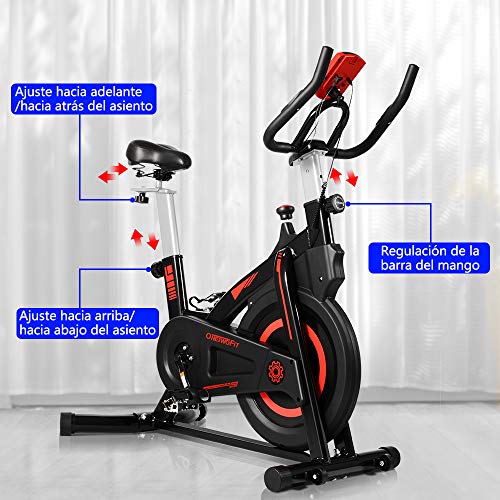 ONETWOFIT Bicicleta estática de Interior con Monitor, Asiento Ajustable y manillares Bicicleta para Ciclismo para el hogar Entrenamiento Cardio OT212