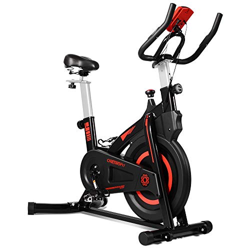 ONETWOFIT Bicicleta estática de Interior con Monitor, Asiento Ajustable y manillares Bicicleta para Ciclismo para el hogar Entrenamiento Cardio OT212