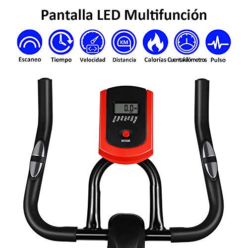 ONETWOFIT Bicicleta estática de Interior con Monitor, Asiento Ajustable y manillares Bicicleta para Ciclismo para el hogar Entrenamiento Cardio OT212